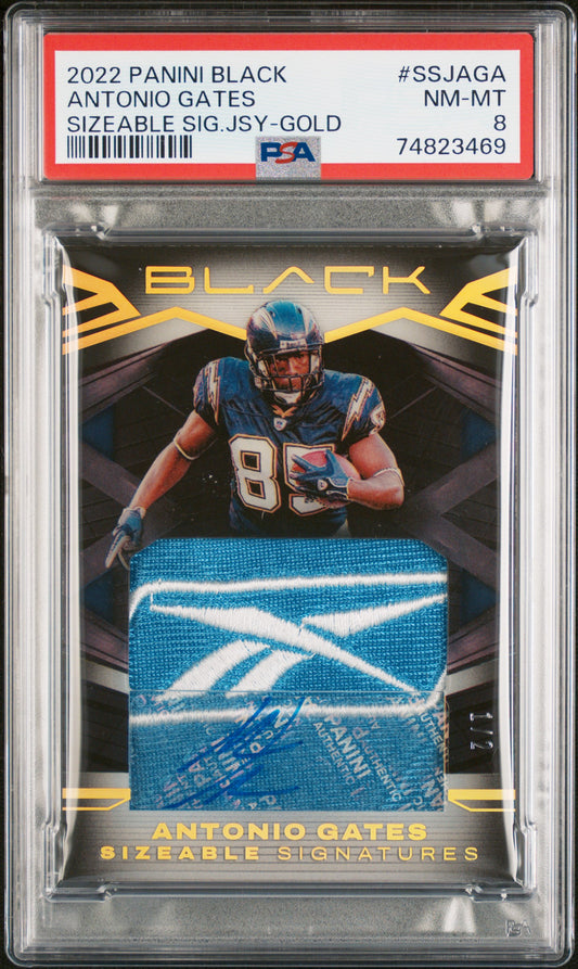 2022 Panini Black Antonio Gates Patch Auto Gold 1/2 #SSJAGA PSA 8