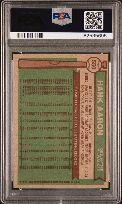 1976 Topps Hank Aaron #550 PSA 8