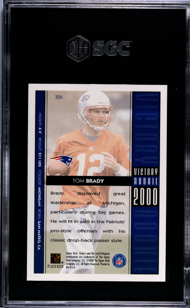 2000 Upper Deck Victory Tom Brady Rookie #326 SGC 9