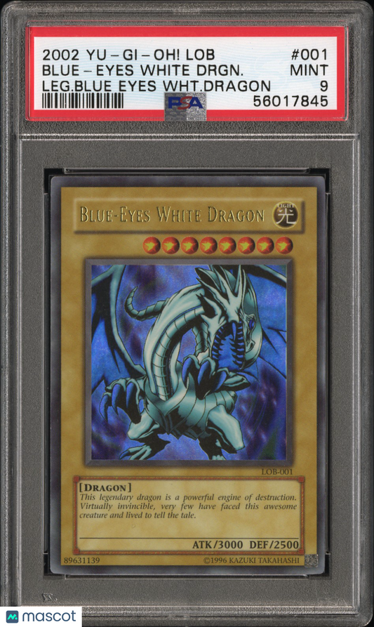 2002 Yu-Gi-Oh! TCG Blue-Eyes White Dragon Legend of #LOB-001 PSA 9
